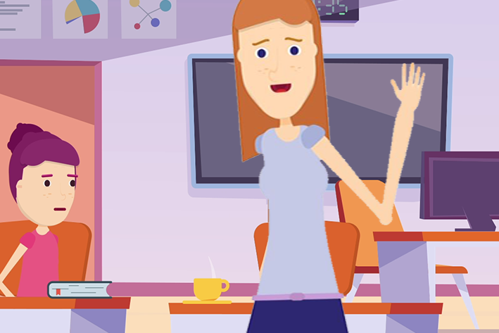 blurred image of people working on a laptop.